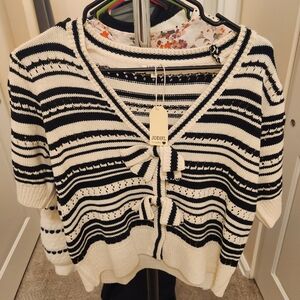 Jodifl Black and White Striped Women's Sweater
